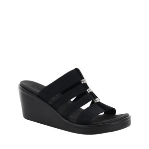 SKECHERS WOMEN'S GORE WEDGE SANDAL -BLACK